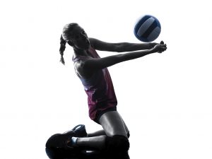 woman volleyball players isolated silhouette